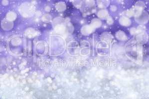 Purple Christmas Background With Snow, Snwoflakes, Stars And Bokeh