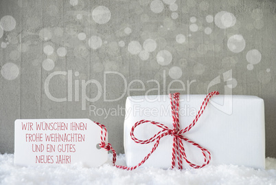 Gift, Cement Background, Frohes Neues Jahr Means New Year