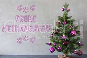 Tree, Cement Wall, Frohe Weihnachten Means Merry Christmas