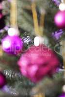 Vertical Blurry Christmas Tree With Rose Quartz Balls