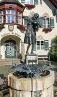 Statue of young Wolfgang Amadeus Mozart in St. Gilgen, Austria