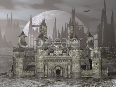 Castle by night - 3D render