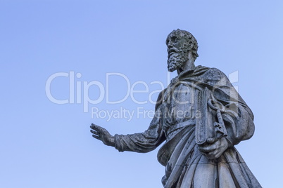 St. Peter statue in front of the Basilica in Eger, Hungary