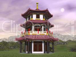 Pagoda in nature - 3D render