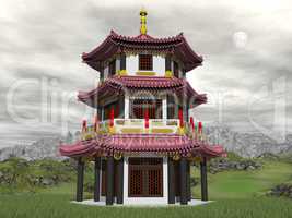 Pagoda in nature - 3D render