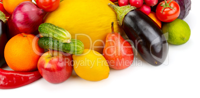 fruits and vegetables isolated on white background