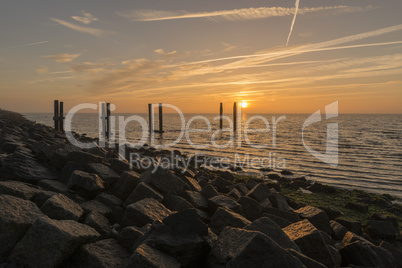 Sunrise above the Wadden Sea from the dike of Terschelling.