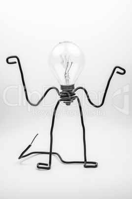 Fantasy figure of a light bulb and wire.