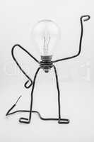 Fantasy figure of a light bulb and wire.