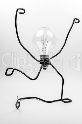 Fantasy figure of a light bulb and wire.