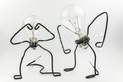 Fantasy figures of light bulbs and wires.