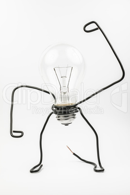 Fantasy figure of a light bulb and wire.