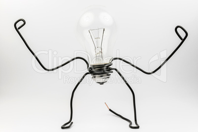 Fantasy figure of a light bulb and wire.