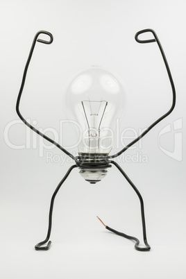 Fantasy figure of a light bulb and wire.