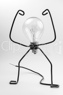 Fantasy figure of a light bulb and wire.