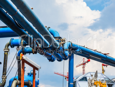 Blue Water pipes in Berlin HDR