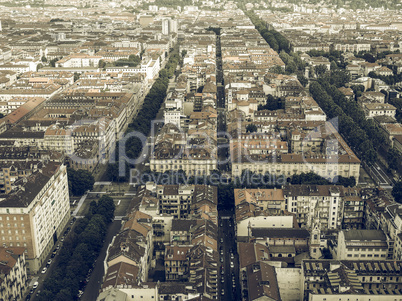 Aerial view of Turin vintage desaturated