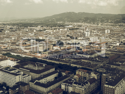 Aerial view of Turin vintage desaturated