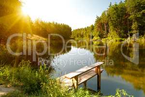 Summer landscape with forest lake