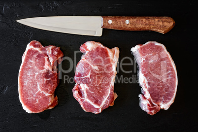 Raw steaks