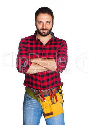 Worker with plaid shirt