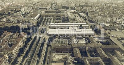 Aerial view of Turin vintage desaturated