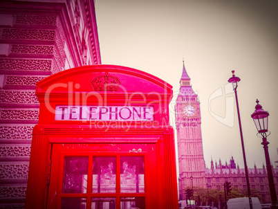 Retro look London telephone box HDR