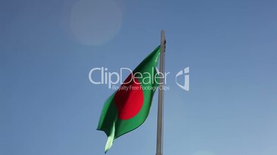 Textile flag of Bangladesh on a flagpole