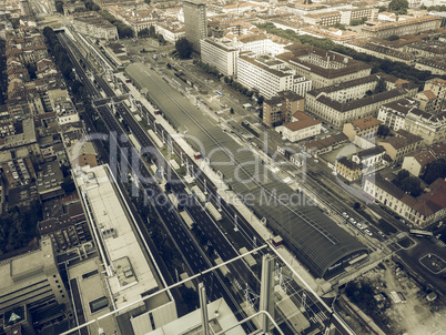 Aerial view of Turin vintage desaturated