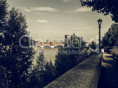 River Adige panorama in Verona vintage desaturated