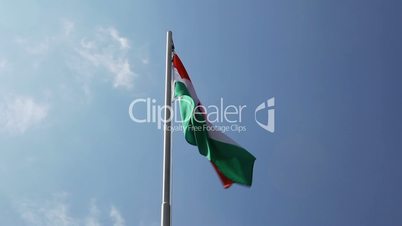 Textile flag of India on a flagpole