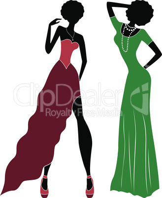 Attractive ladies in long gown