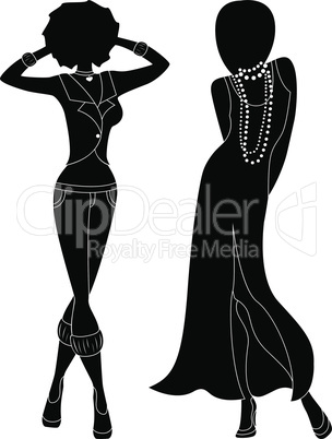 Attractive female two silhouettes