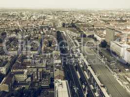 Aerial view of Turin vintage desaturated