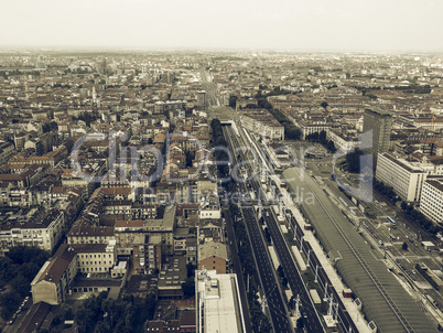 Aerial view of Turin vintage desaturated