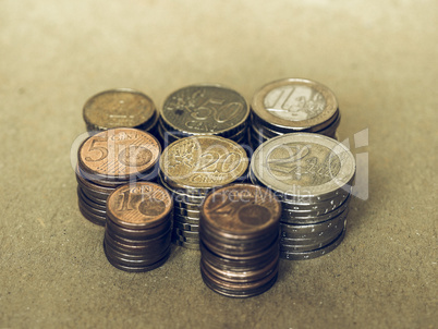 Vintage Euro coins pile