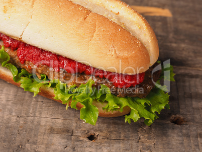 Close up of a tasty burger