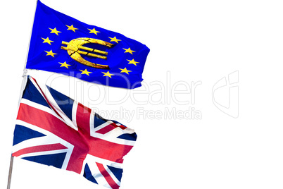UK Flagge und EU-Flagge.