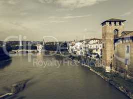 River Adige panorama in Verona vintage desaturated