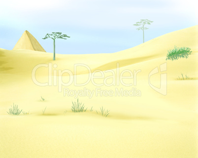 Yellow Desert Sands Under a Blue Sky