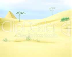 Yellow Desert Sands Under a Blue Sky