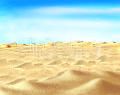 Yellow Sand under Blue Sky in a Desert