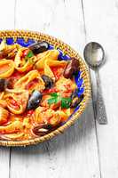 seafood sauce and mussels