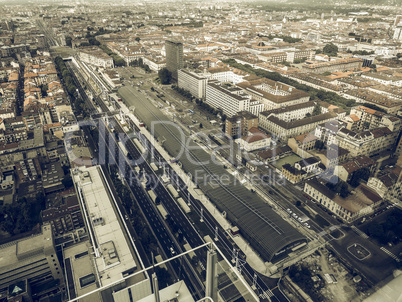 Aerial view of Turin vintage desaturated