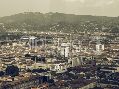 Aerial view of Turin vintage desaturated