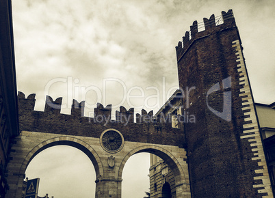 Portoni della Bra gate in Verona vintage desaturated