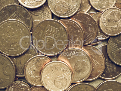 Vintage Euro coins background