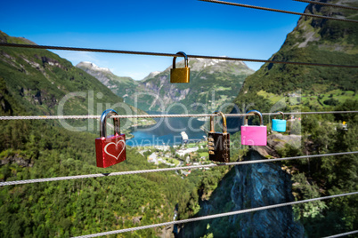 Geiranger fjord view point Lookout observation deck, Norway.