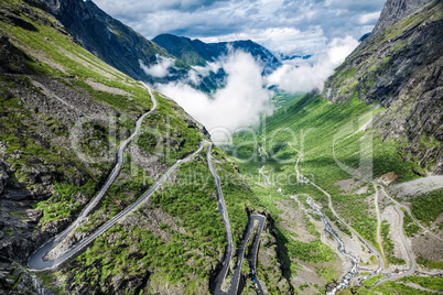 Troll's Path Trollstigen or Trollstigveien winding mountain road