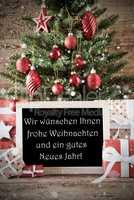 Tree With Nostalgic Text Frohe Weihnachten Means Merry Christmas